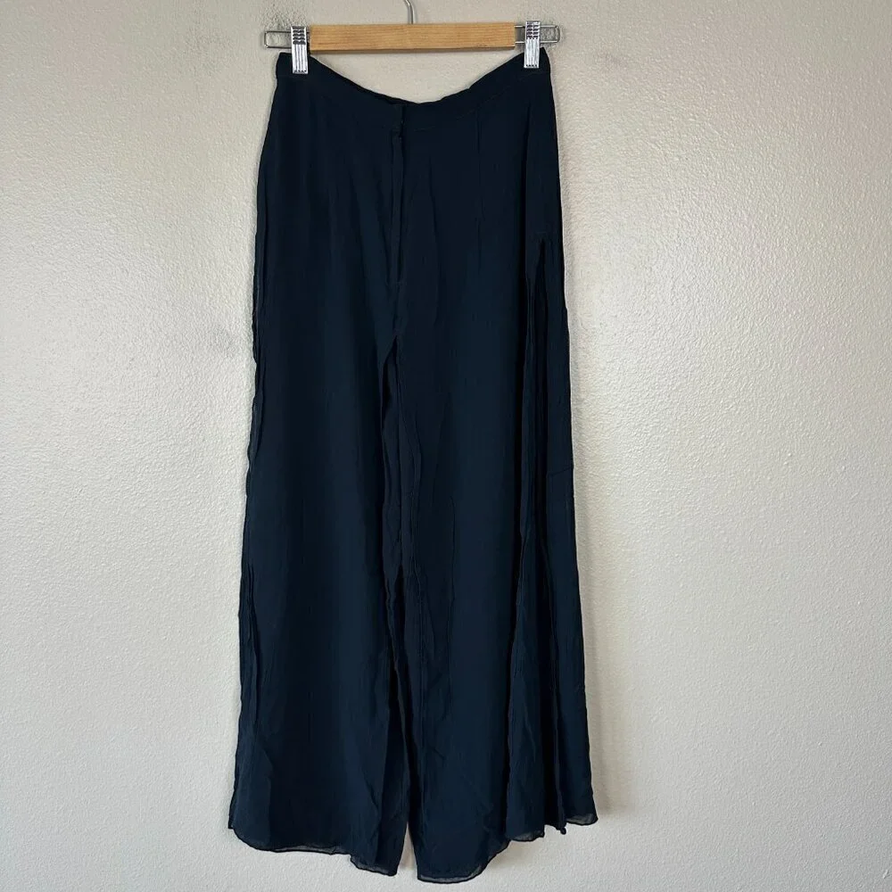 Tadashi Women's Black Palazzo Pants Wide Leg Evening Flowy Sheer Size 8